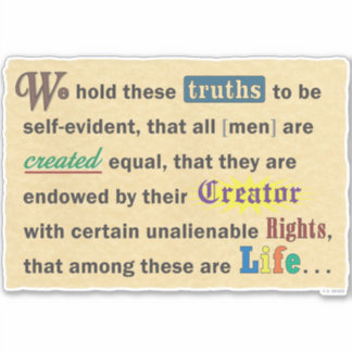 Autocollant vinyle avec une déclaration.