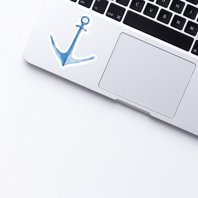 Autocollant vinyle bleu rustique d'ancre de bateau (blue watercolor anchor sticker
)