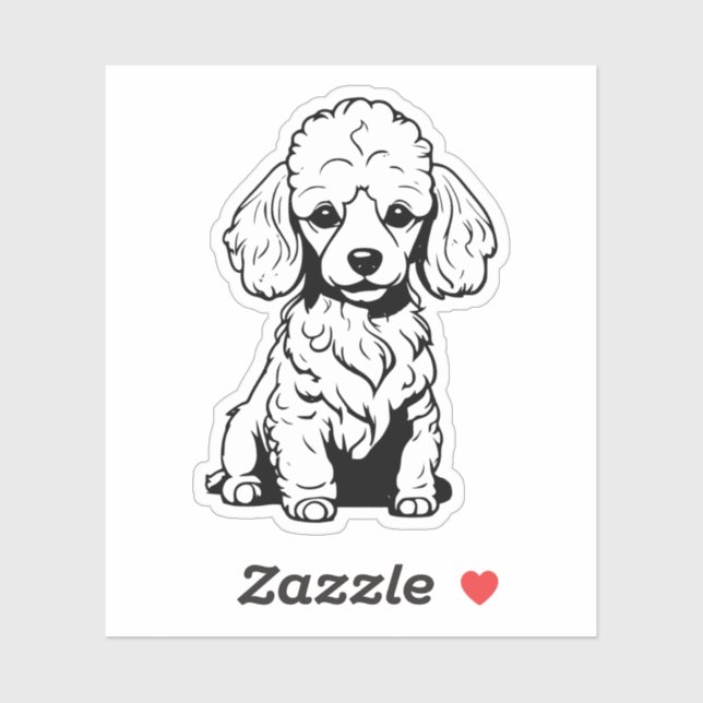 autocollant vinyle caniche noir et blanc (Feuille)