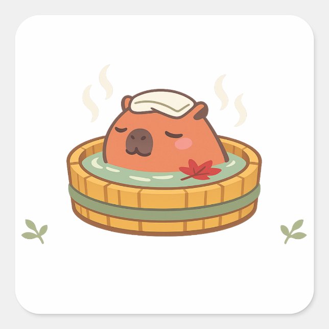 Autocollant vinyle Capybara Onsen Source chaude (Devant)