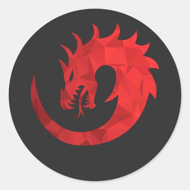 Autocollant vinyle cercle dragon rouge géométrique (Devant)
