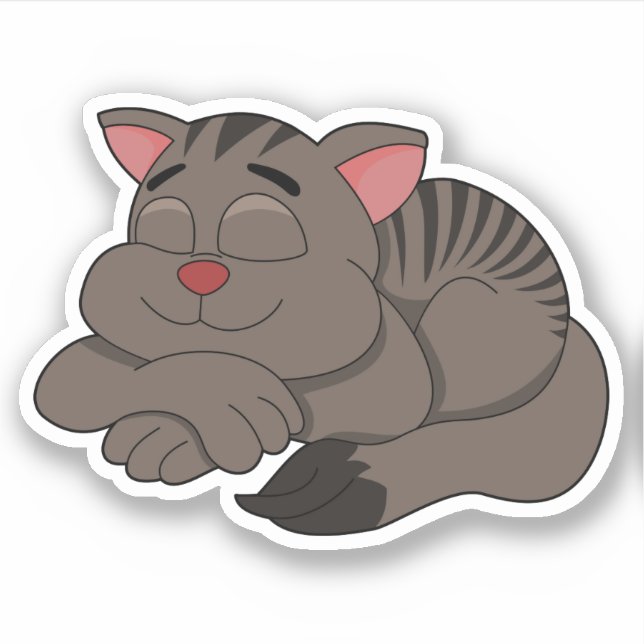 Autocollant vinyle - chat brun endormi dessin anim (Devant)