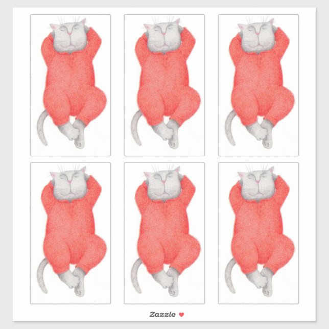 Autocollant vinyle CHAT ROUGE LONG JOHNS 14"X14" (Feuille)