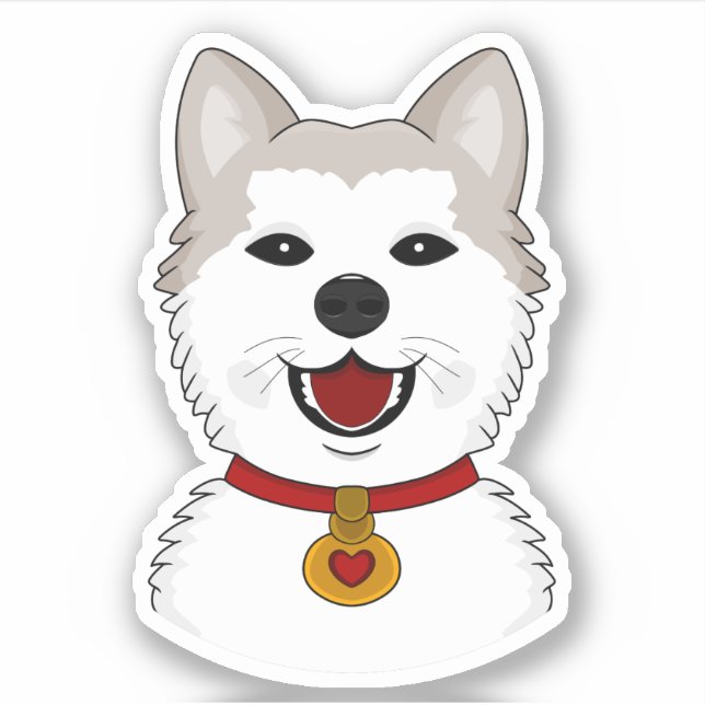 Autocollant vinyle Chien Akita cartoon (Devant)
