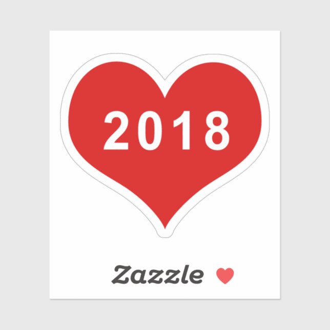 Autocollant vinyle Cœur d'amour rouge 2018 (Feuille)