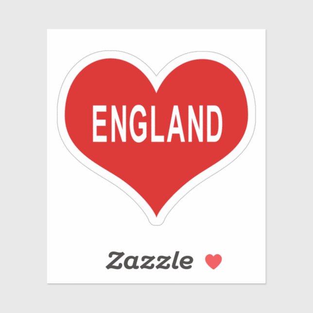 Autocollant vinyle cœur d'amour rouge ANGLETERRE (Feuille)