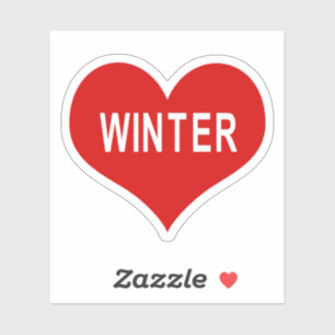 Autocollant vinyle cœur d'amour rouge HIVER
