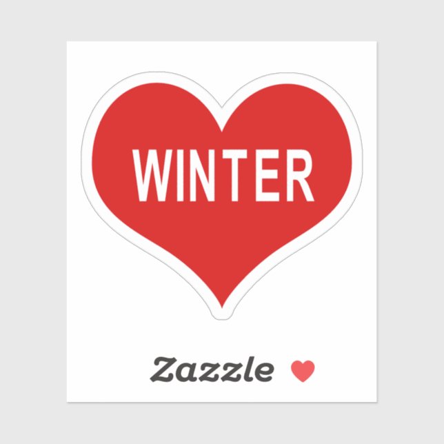 Autocollant vinyle cœur d'amour rouge HIVER (Feuille)
