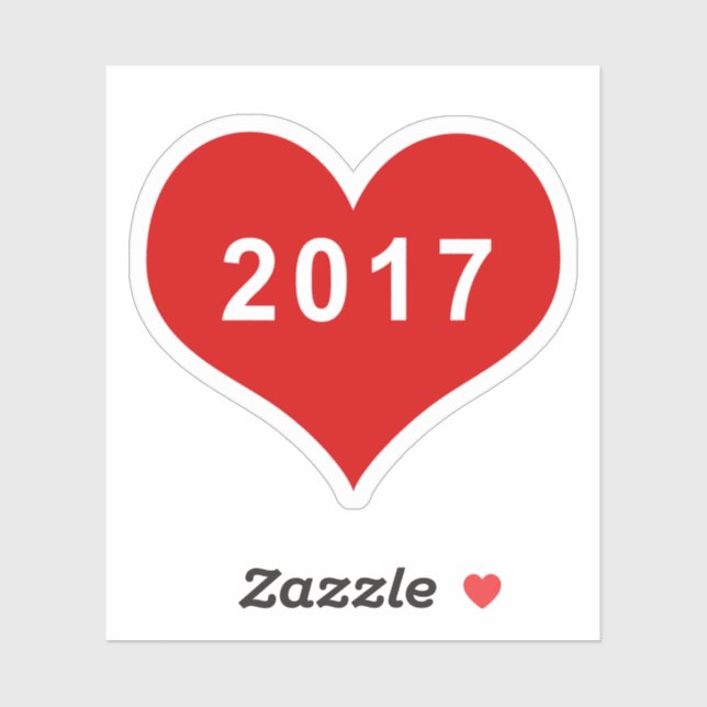 Autocollant vinyle cœur rouge amour 2017 (Feuille)