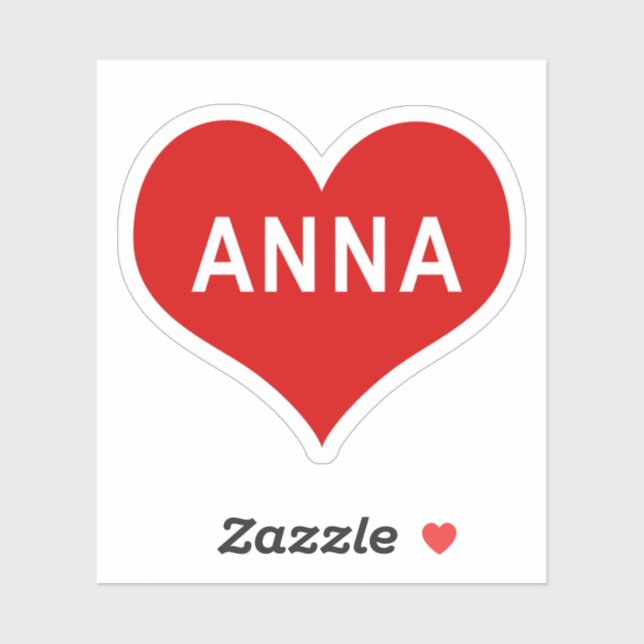 Autocollant vinyle coeur rouge amour ANNA NOM (Feuille)