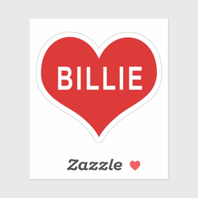 Autocollant vinyle cœur rouge BILLIE NAME (Feuille)