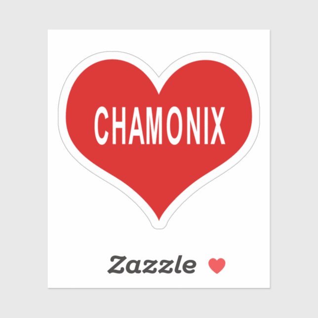 Autocollant vinyle cœur rouge CHAMONIX (Feuille)