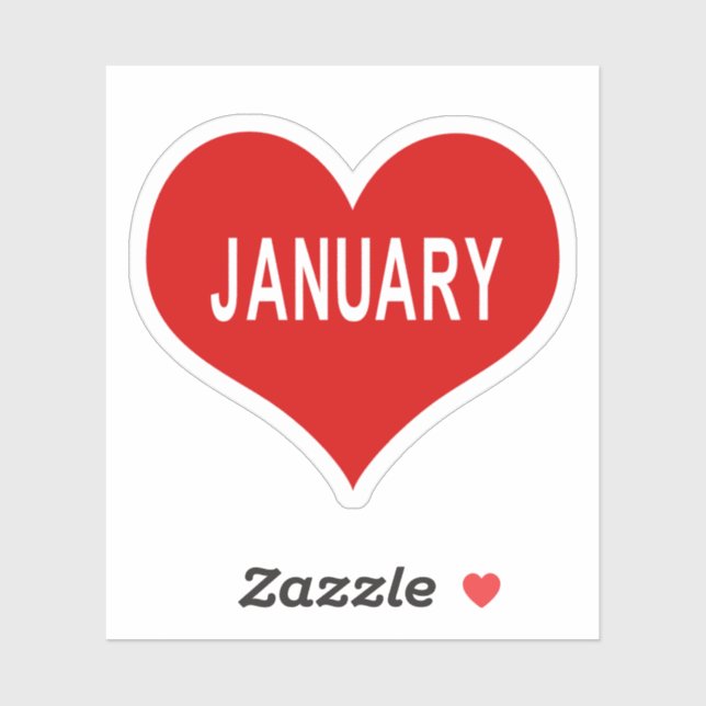 Autocollant vinyle coeur rouge JANUARY (Feuille)