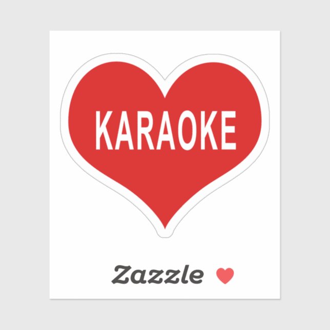 Autocollant vinyle cœur rouge KARAOKE (Feuille)