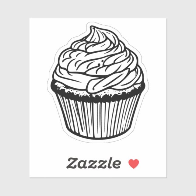 autocollant vinyle cupcake noir et blanc (Feuille)