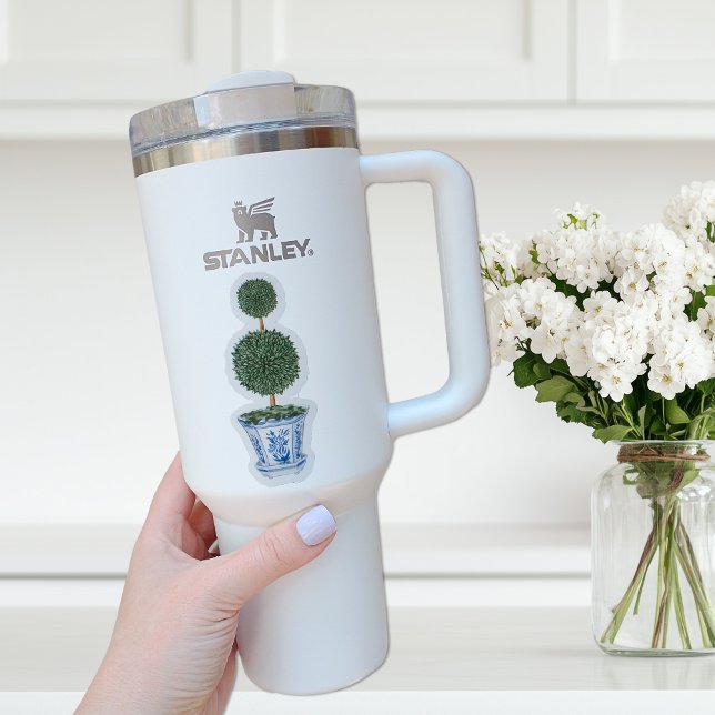 Autocollant vinyle d'arbre topiaire double chinois (chinoiserie topiary tree sticker)