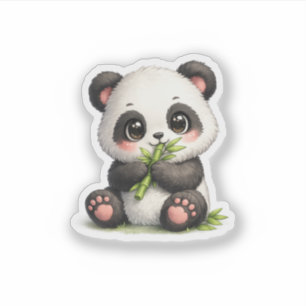 Autocollant vinyle de bébé panda mignon mangeant d