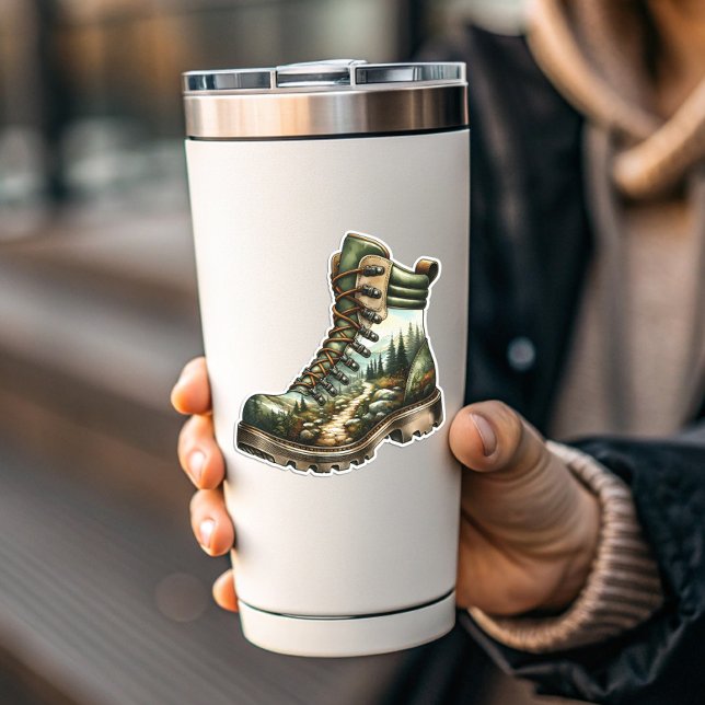 Autocollant vinyle de bottes de randonnée sur sent (Trail Hiking Boot Vinyl Sticker | Die-Cut Sticker by PiggyPrint Stickers)