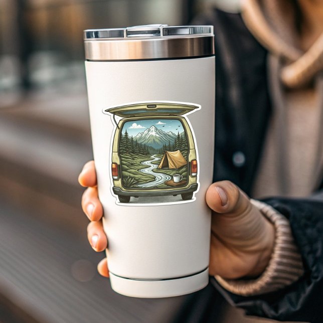Autocollant vinyle de forêt de camping-car | Autoc (Camper Van Forest Vinyl Sticker | Die Cut Sticker by PiggyPrint Stickers)
