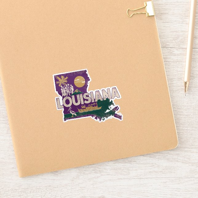 Autocollant vinyle de la silhouette de l'État rétr (Carnet)