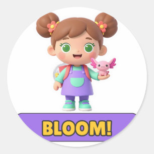 Autocollant vinyle découpé Bloom Girl Flower Buns