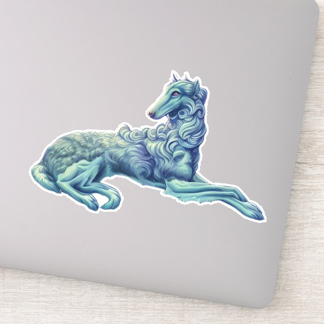 Autocollant vinyle découpé Borzoi fantaisie (Détail)
