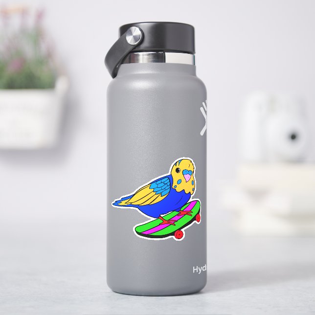 Autocollant vinyle découpe en forme de perruche à  (HydroFlask)