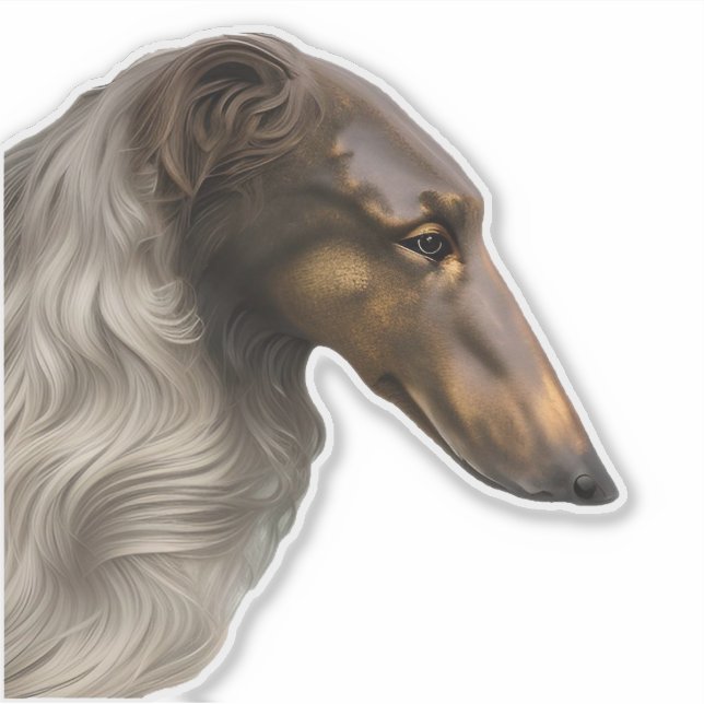 Autocollant vinyle découpé profil Borzoi vintage (Devant)