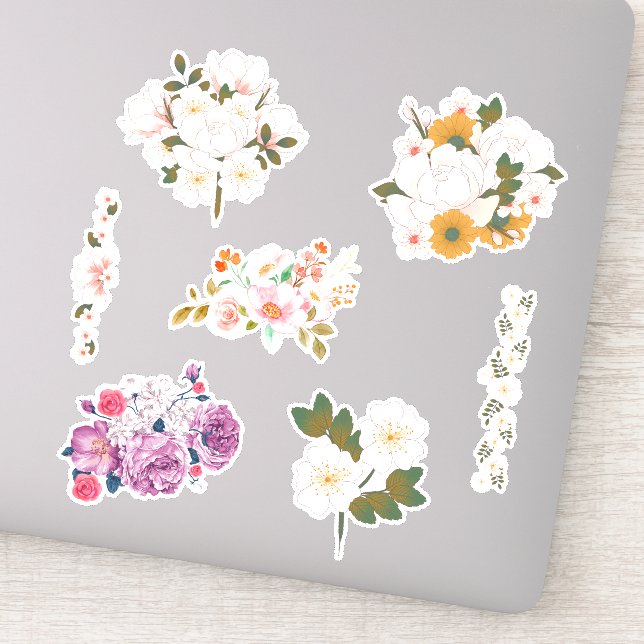 Autocollant vinyle découpé sur mesure Bouquet de f (Détail)