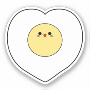 Autocollant vinyle d'œuf frit Kawaii   Forme de cœ