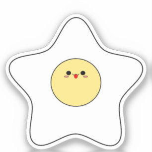 Autocollant vinyle d'œuf frit Kawaii Star