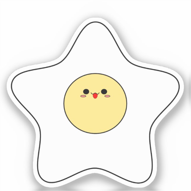 Autocollant vinyle d'œuf frit Kawaii Star (Recto)
