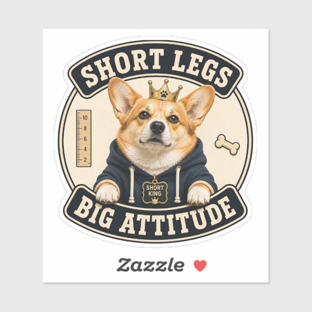 Autocollant vinyle drôle de Corgi | Pattes courtes (Feuille)