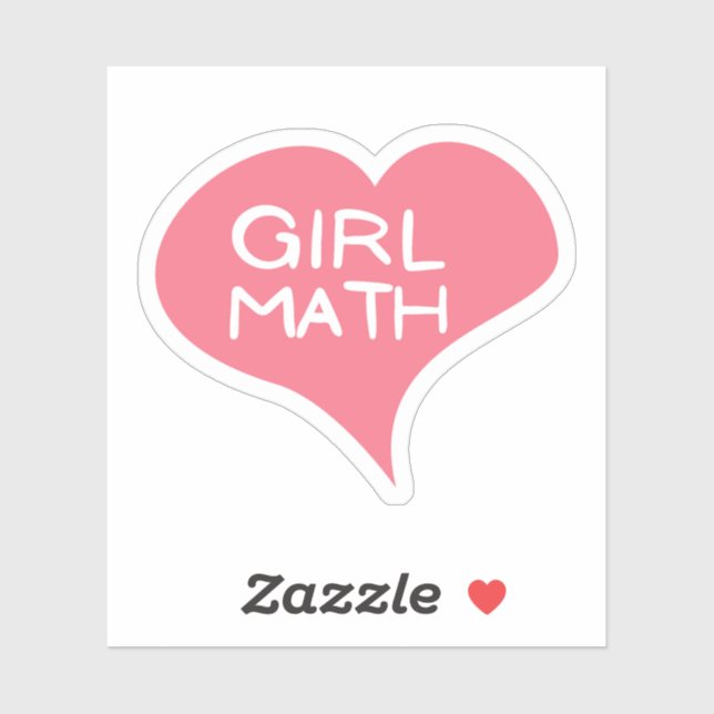 Autocollant vinyle en forme de cœur rose GIRL MATH (Feuille)
