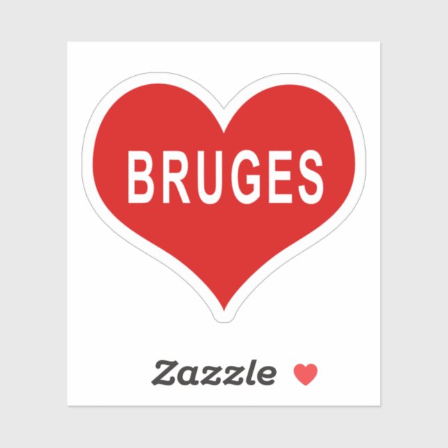 Autocollant vinyle en forme de cœur rouge BRUGES (Feuille)