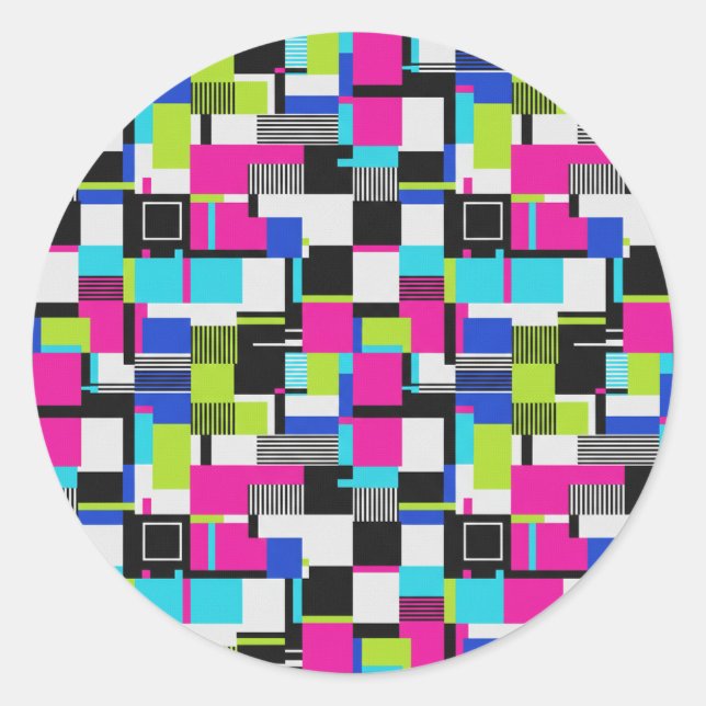 Autocollant vinyle esthétique Neon Glitch Art (Devant)