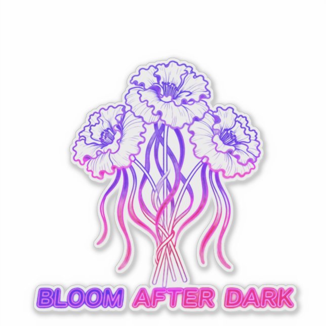 Autocollant vinyle - Fleurs Rose Néon (Devant)