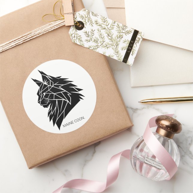 Autocollant vinyle géométrique Maine Coon minimali (Cadeaux)