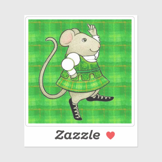 Autocollant vinyle IRISH JIG MOUSE 7,5cm x 7,5cm (Feuille)