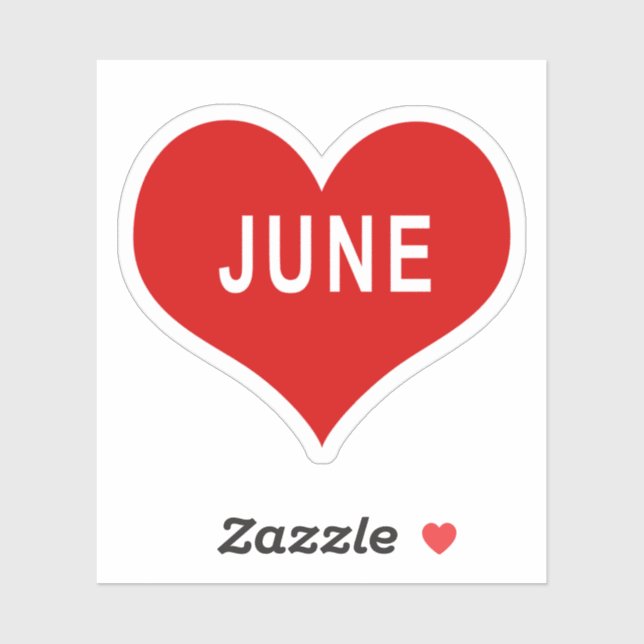 Autocollant vinyle JUNE Red Love Heart (Feuille)