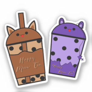 Autocollant vinyle Kawaii Duo Meow Tea