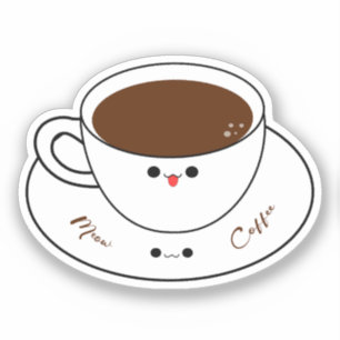 Autocollant vinyle Kawaii Meow Coffee