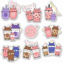 Autocollant vinyle Kawaii Meow Tasse à thé