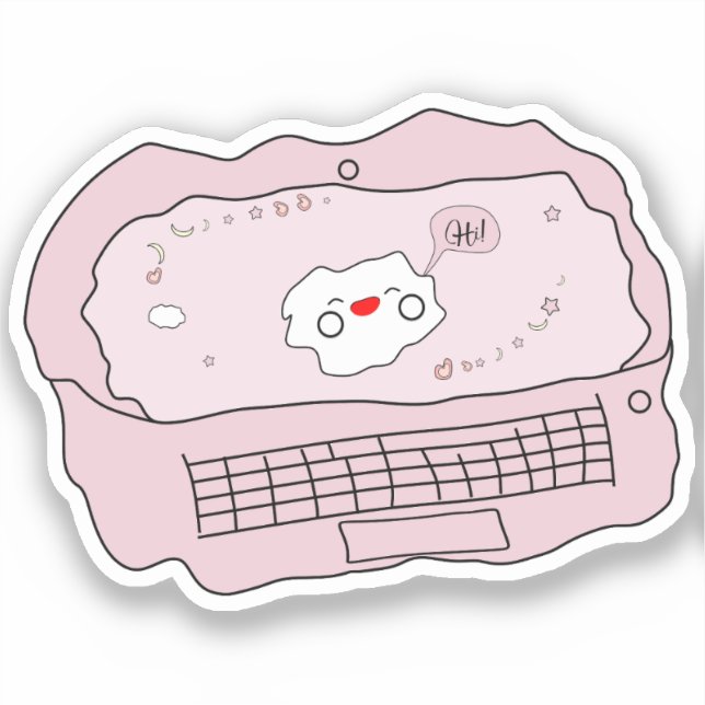 Autocollant vinyle Kawaii pour ordinateur portable (Recto)