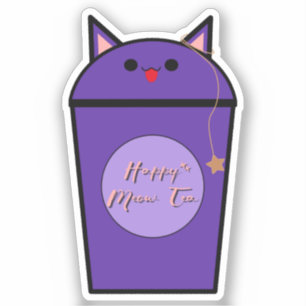 Autocollant vinyle Kawaii Taro Meow Tea