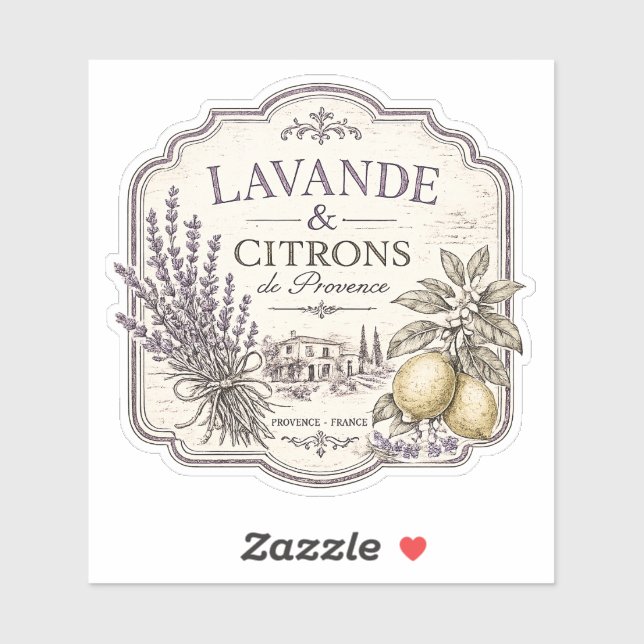 autocollant vinyle lavande et citron (Feuille)