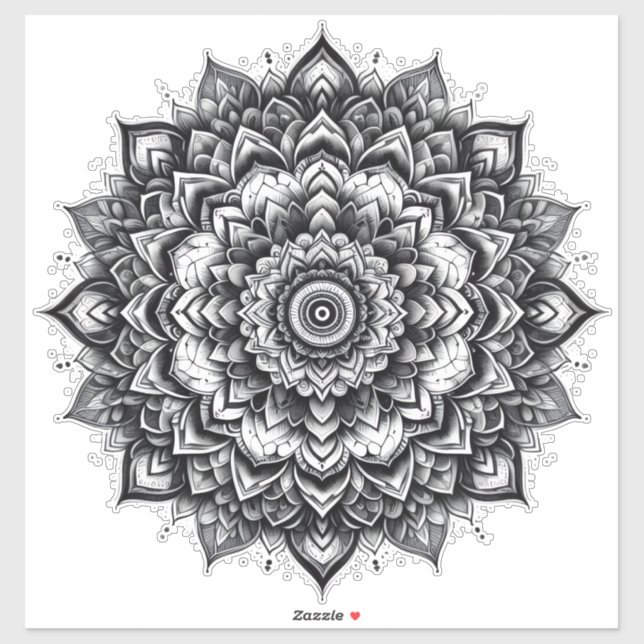 autocollant vinyle mandala de fleurs (Feuille)