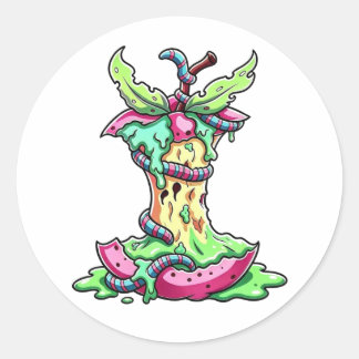 Autocollant vinyle monstre de trognon de pomme pou