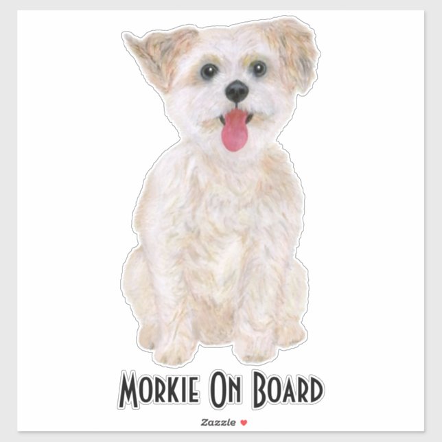 Autocollant vinyle Morkie avec texte (Feuille)