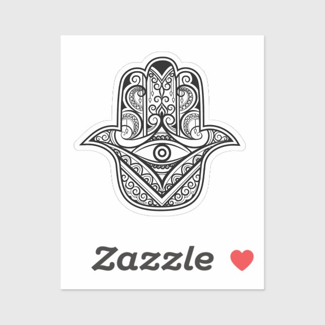Autocollant vinyle œil mauvais main Hamsa complexe (Feuille)